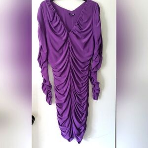 Fashion Nova Ladies Size 2X Purple Ruched Fitted Mid-Length Dress